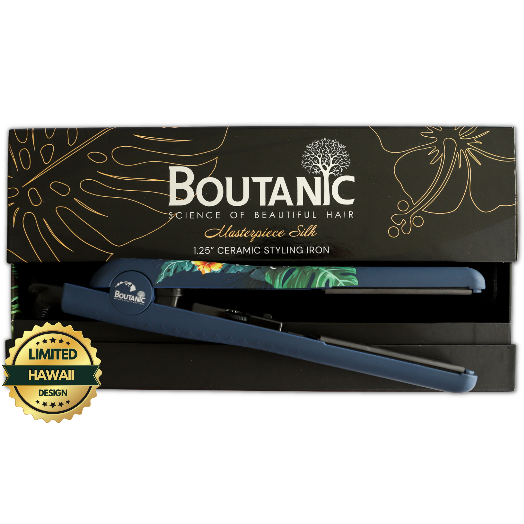 BOUTANIC セラミックヘアアイロン マスターピースブルーアロハ 色 1.25インチ(3.2cm) セラミック